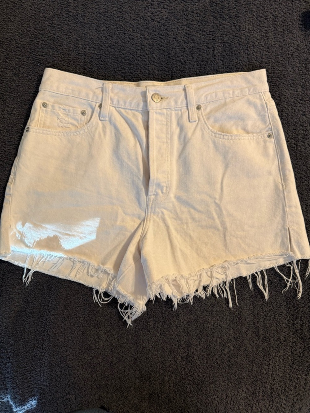 pistola White Frayed Hem Denim Shorts